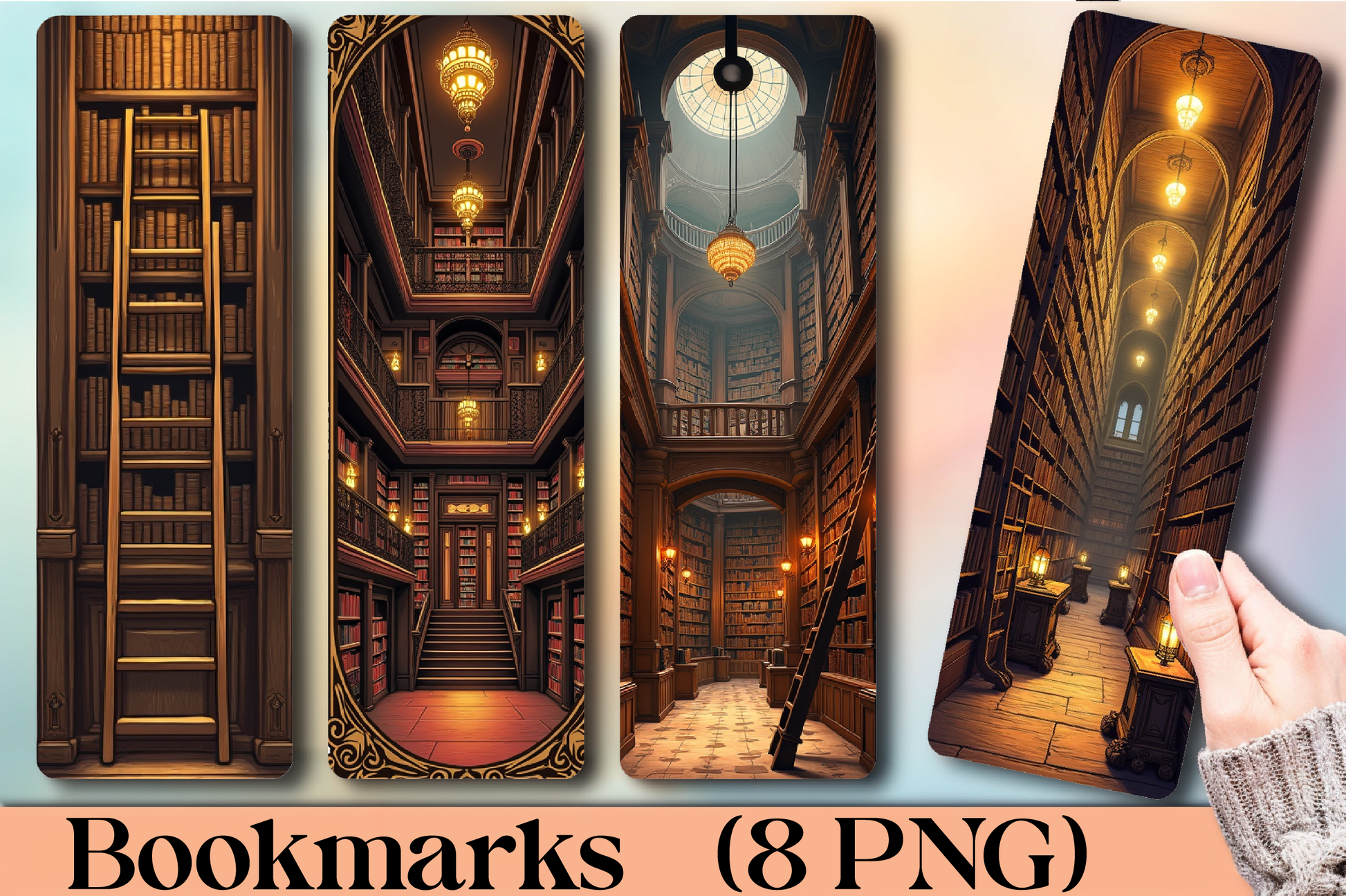 Ancient Library Interior Bookmark Journal - CraftNest - Digital Crafting and Art