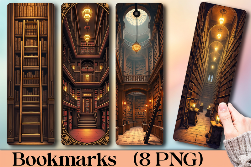 Ancient Library Interior Bookmark Journal - CraftNest - Digital Crafting and Art