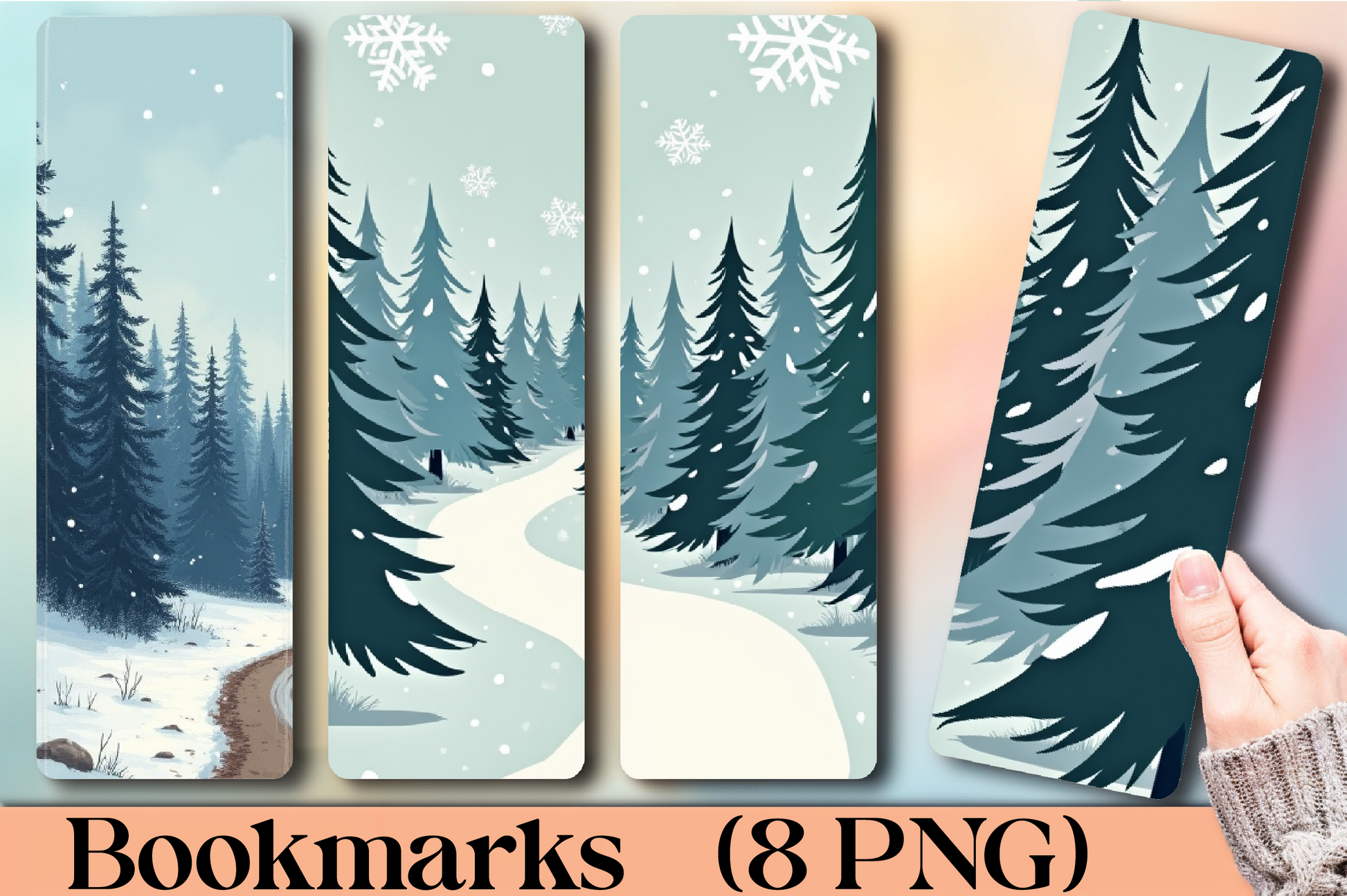 Snowy Pine Forest Bookmark Journal - CraftNest - Digital Crafting and Art