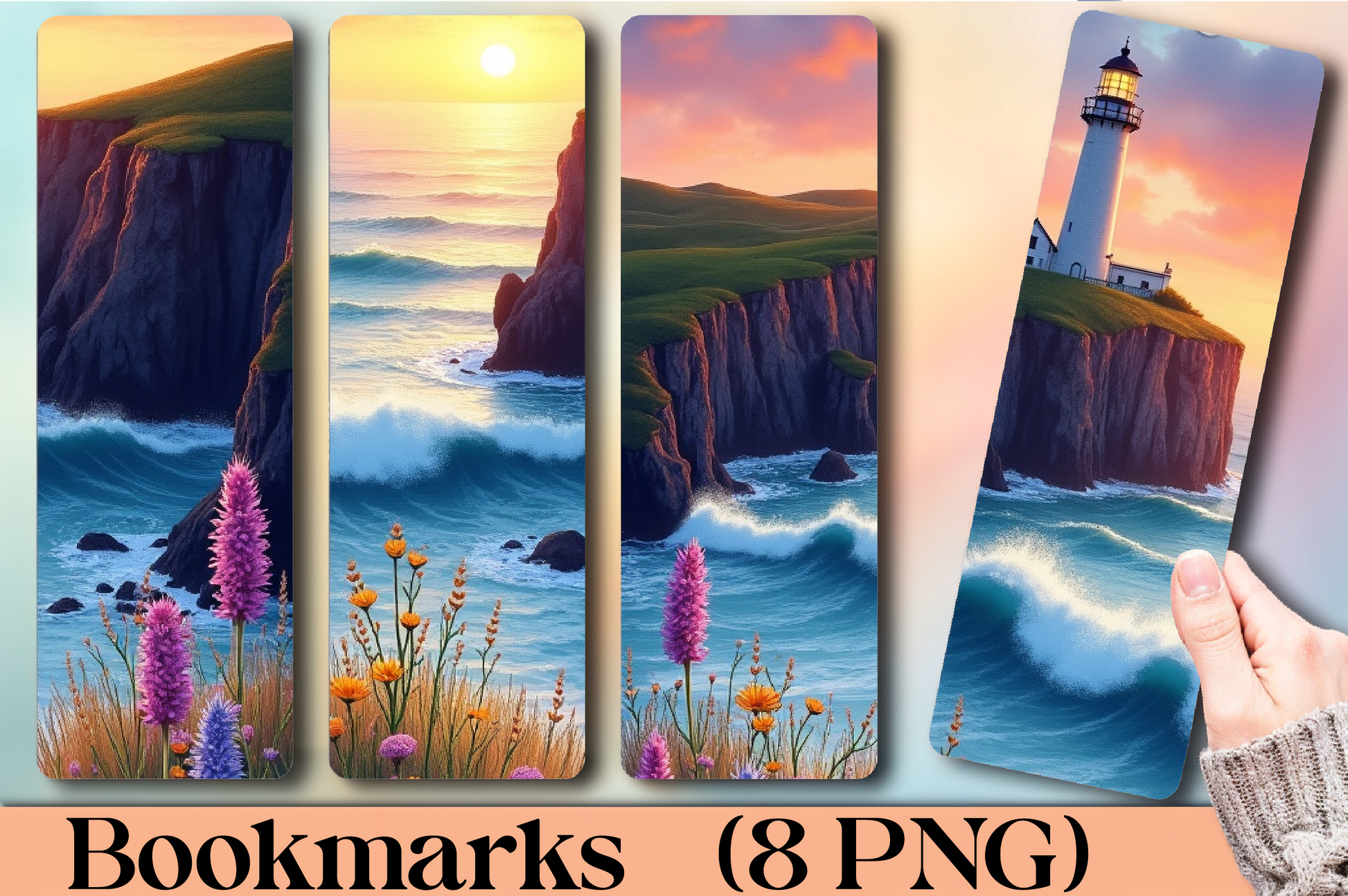 Abstract Gradient Waves Bookmark Set - CraftNest - Digital Crafting and Art