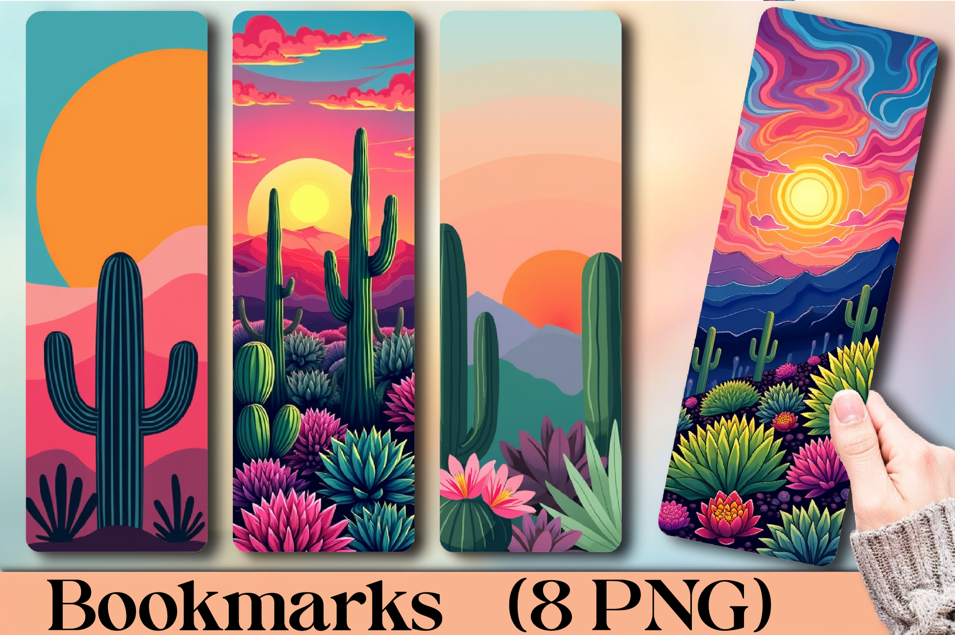 Blooming Cactus Desert Bookmark - CraftNest - Digital Crafting and Art