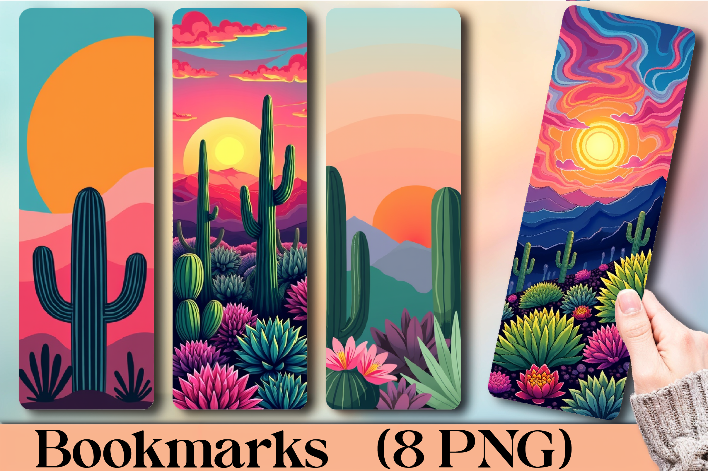 Blooming Cactus Desert Bookmark - CraftNest - Digital Crafting and Art