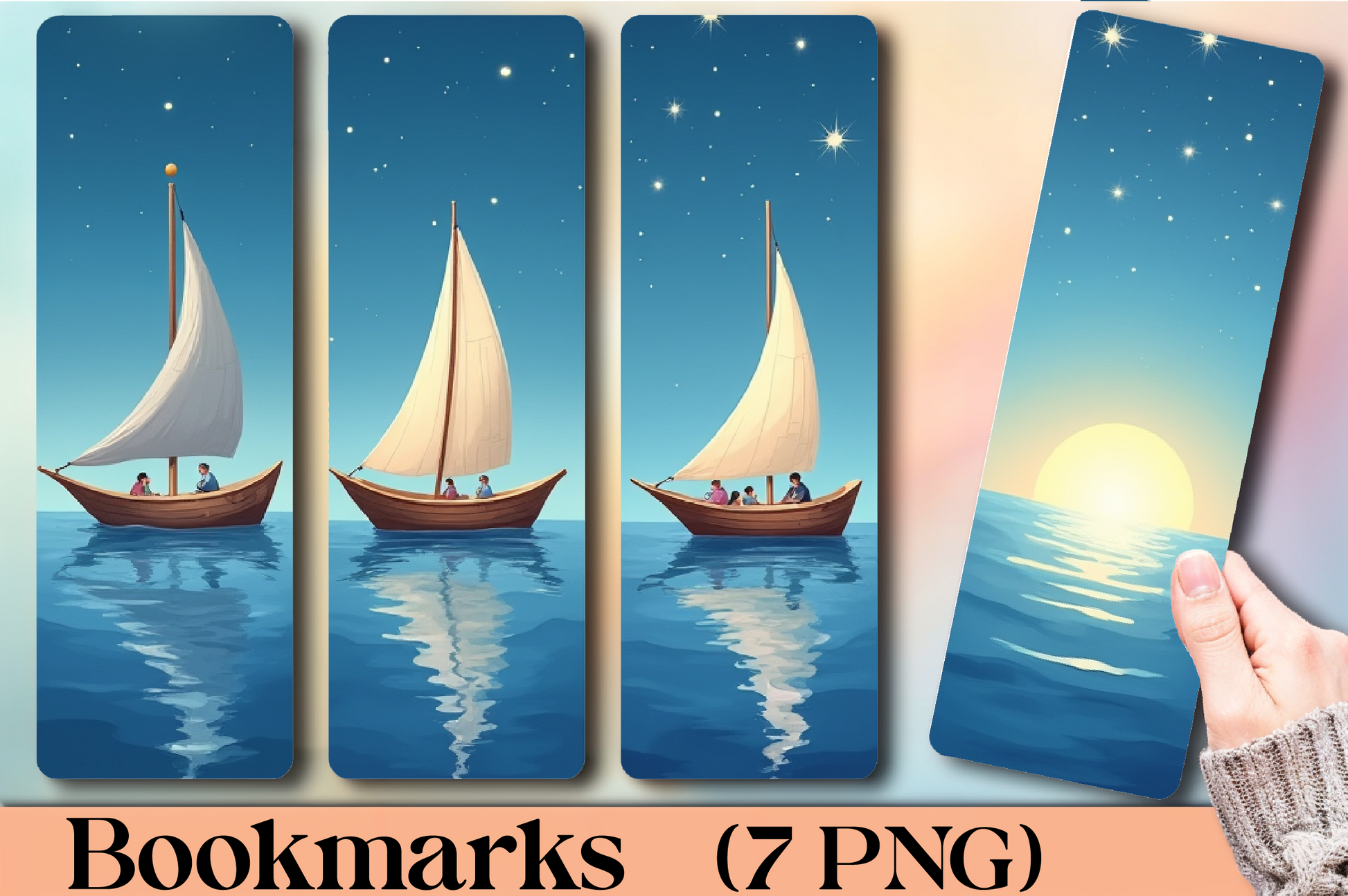 Romantic Sailboat Bookmark Journal - CraftNest - Digital Crafting and Art