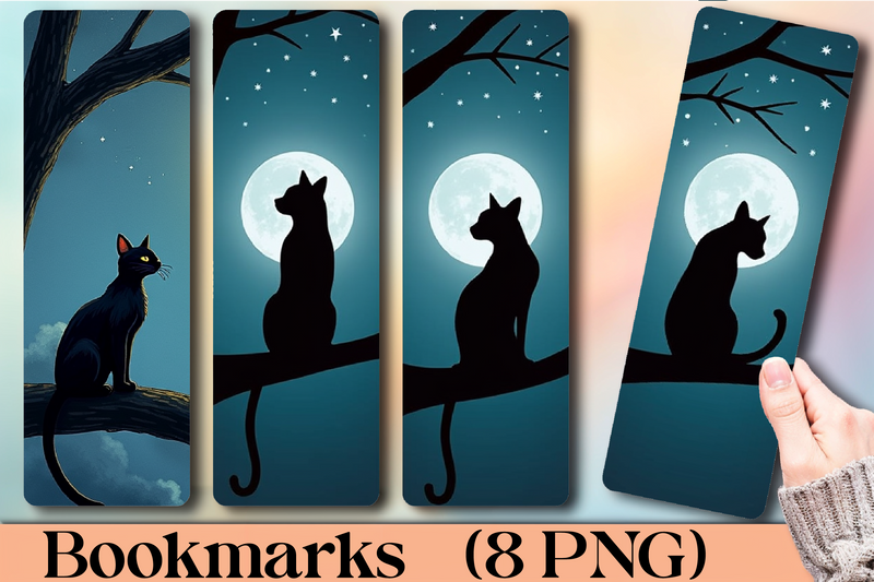 Midnight Cat Silhouette Bookmark - CraftNest - Digital Crafting and Art