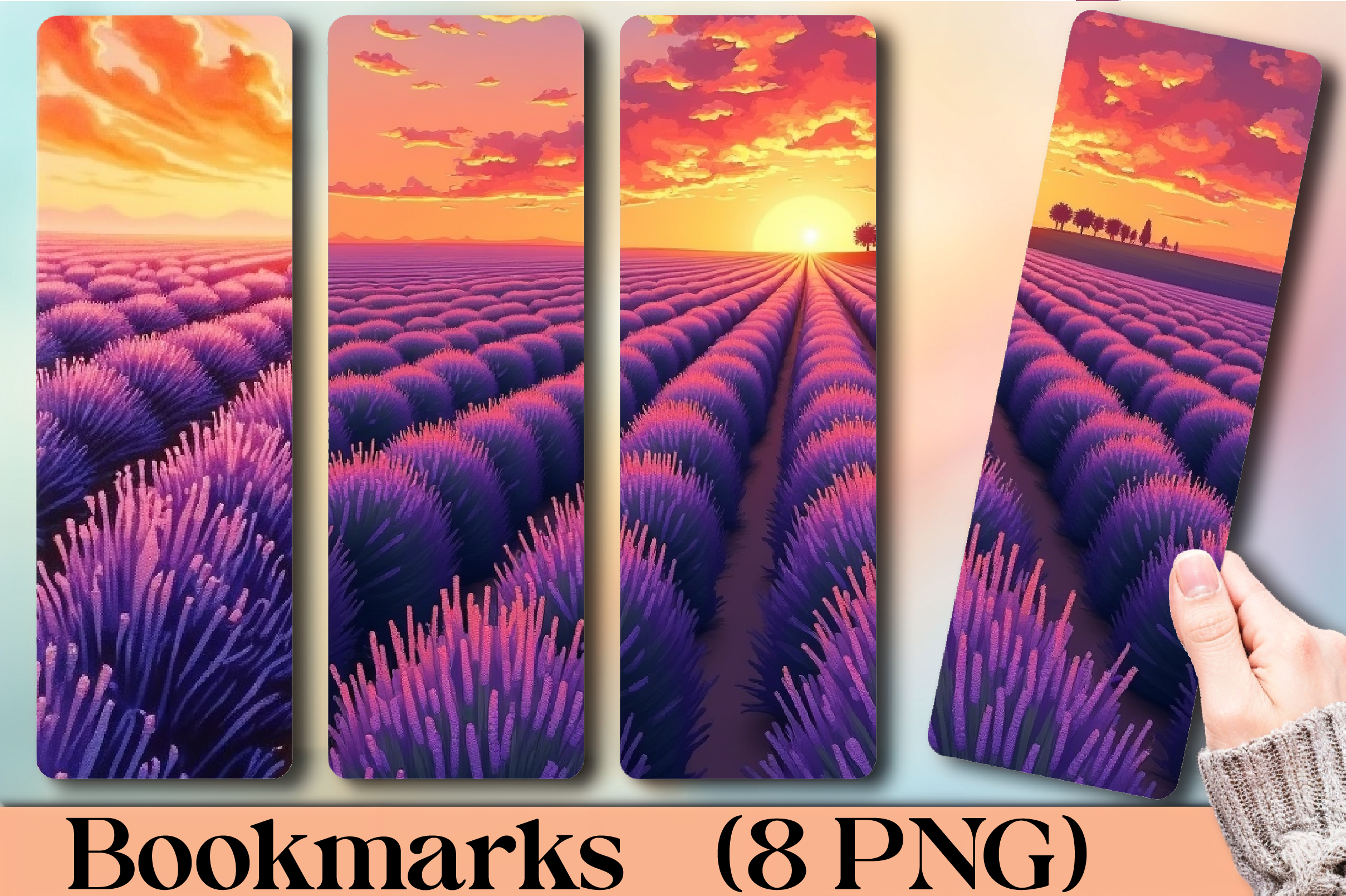 Sunset Lavender Fields Bookmark Journal - CraftNest - Digital Crafting and Art