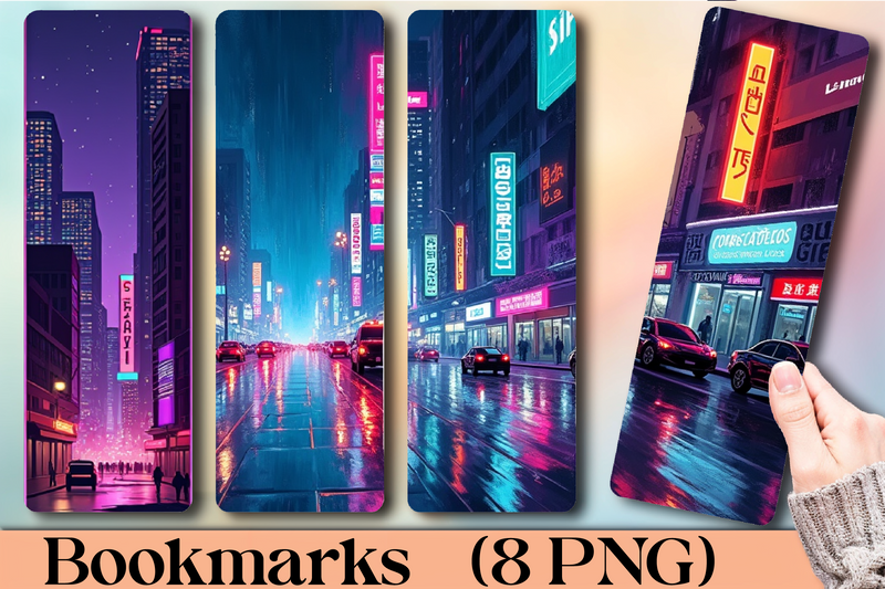 Neon Cityscape Bookmark Journal - CraftNest - Digital Crafting and Art