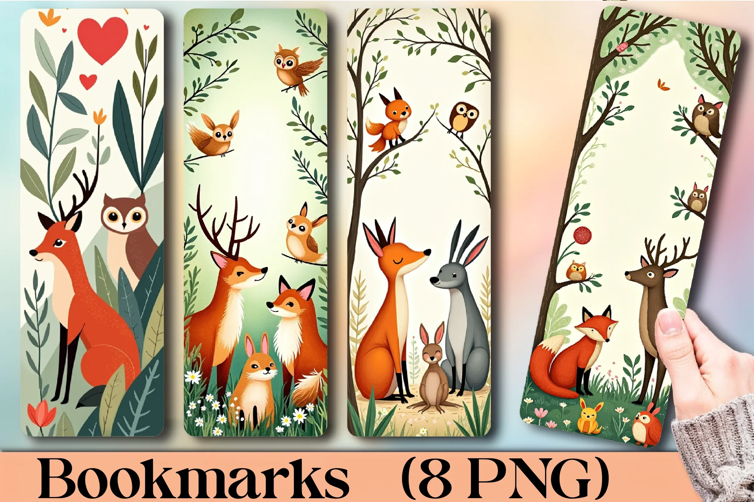 Valentine's Day Woodland Bookmarks