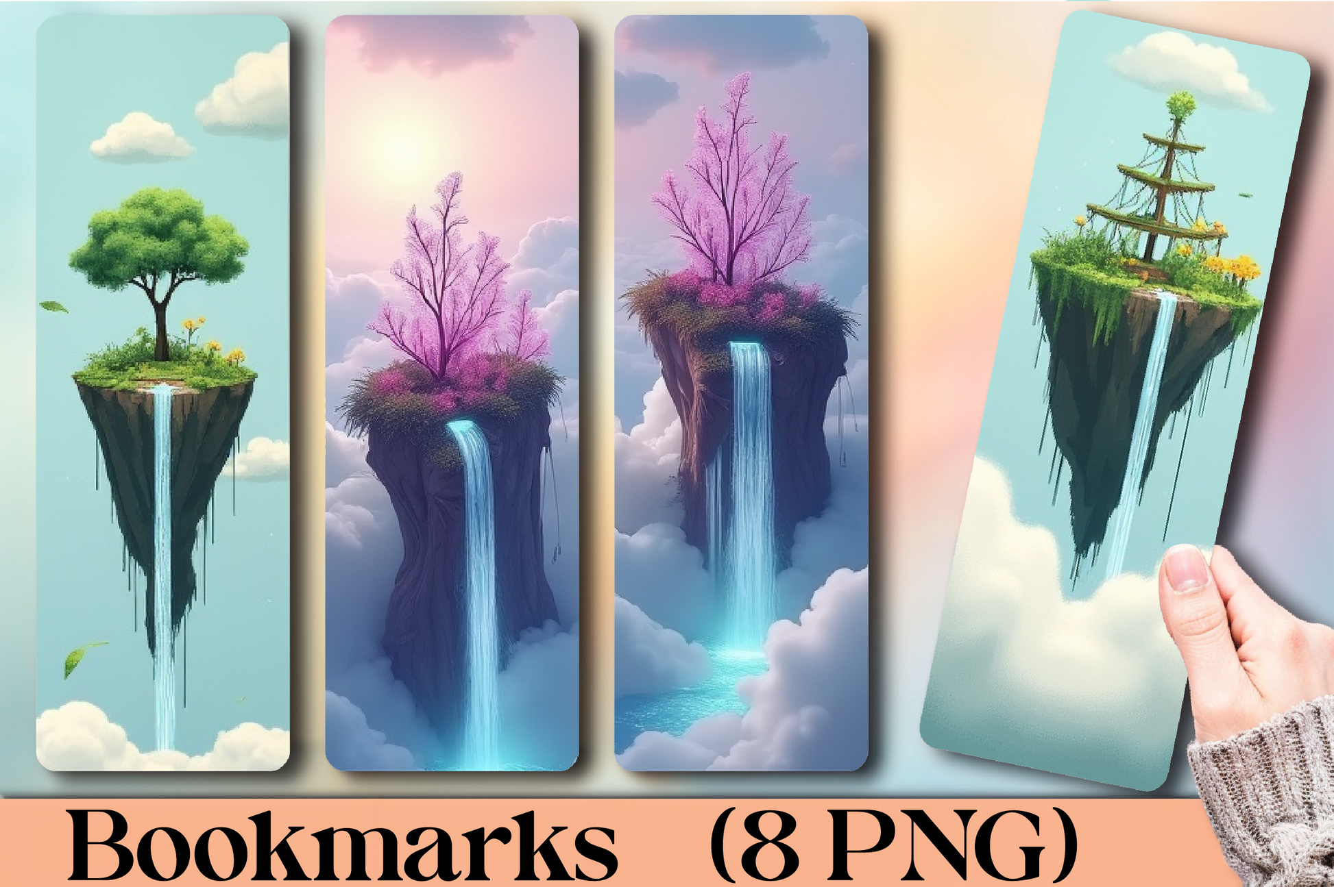 Floating Island Clouds Bookmark Journal - CraftNest - Digital Crafting and Art