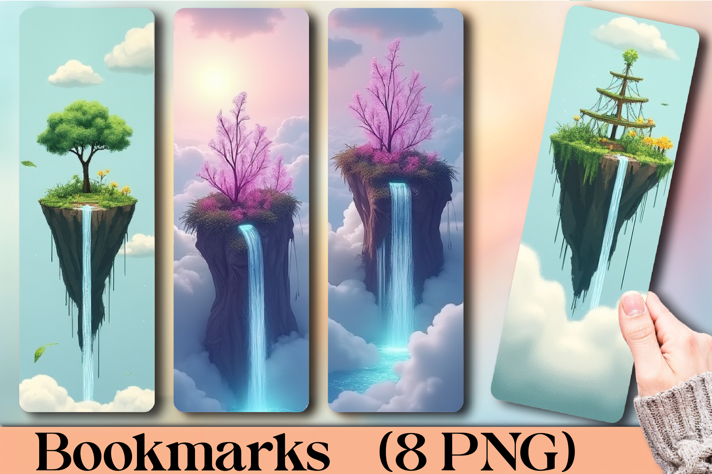 Floating Island Clouds Bookmark Journal - CraftNest - Digital Crafting and Art