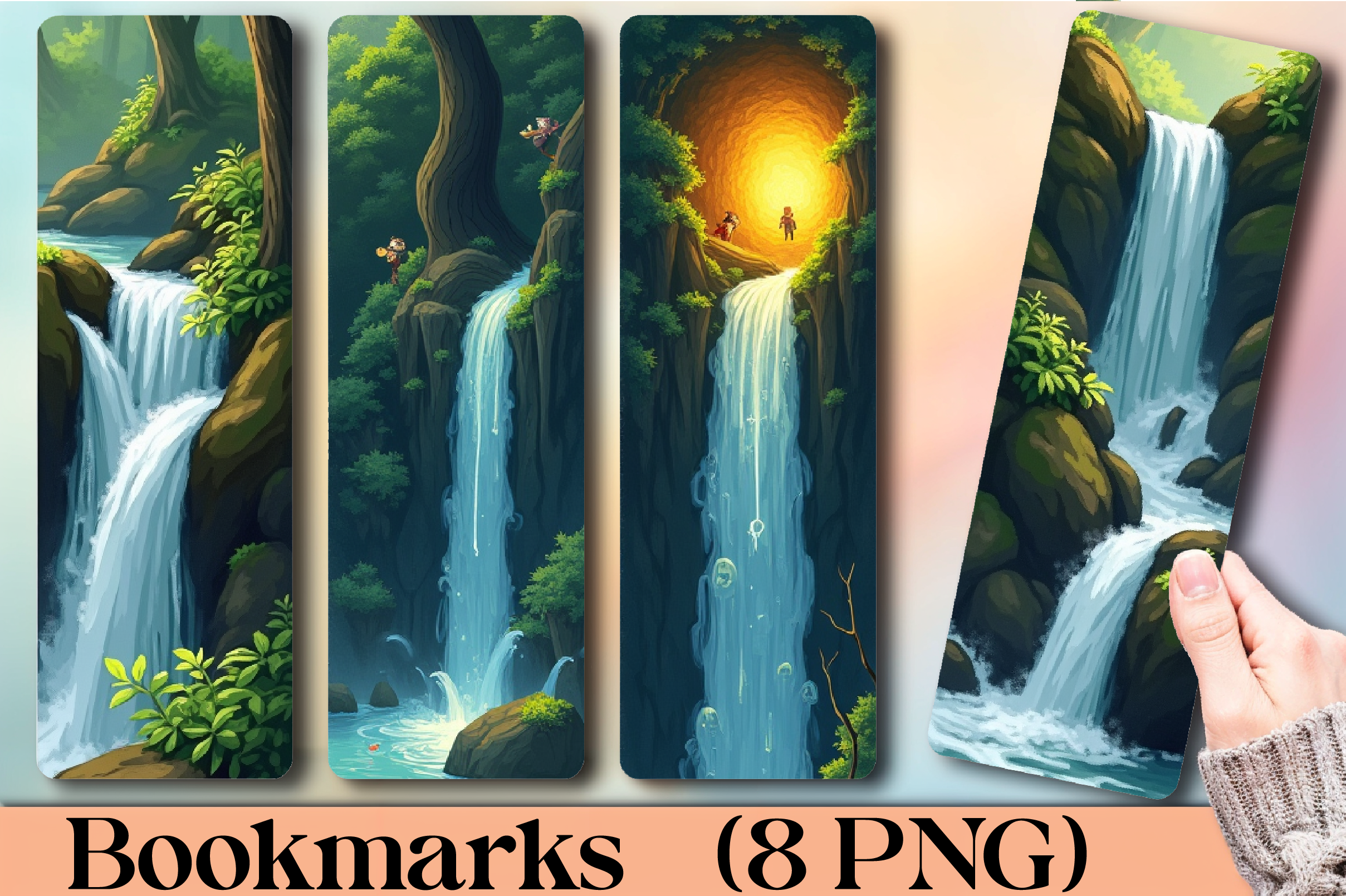 Forest Waterfall Bookmark Journal - CraftNest - Digital Crafting and Art