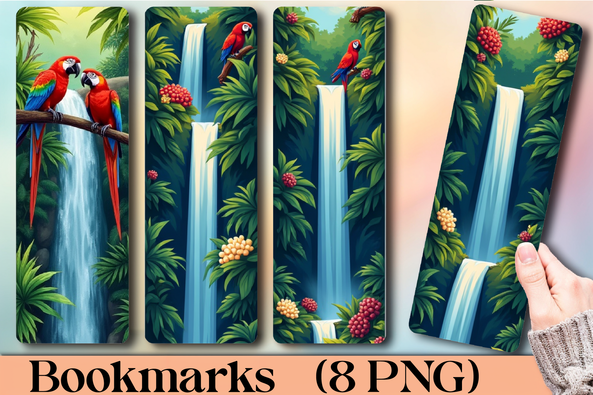 Tropical Waterfall Paradise Bookmark Journal - CraftNest - Digital Crafting and Art