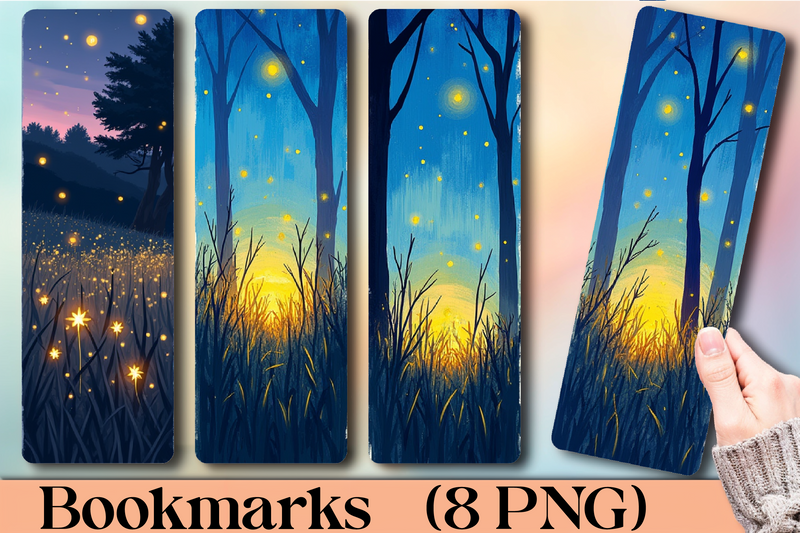 Twilight Firefly Meadow Bookmark - CraftNest - Digital Crafting and Art