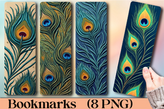 Radiant Peacock Plumage Bookmark Journal - CraftNest - Digital Crafting and Art
