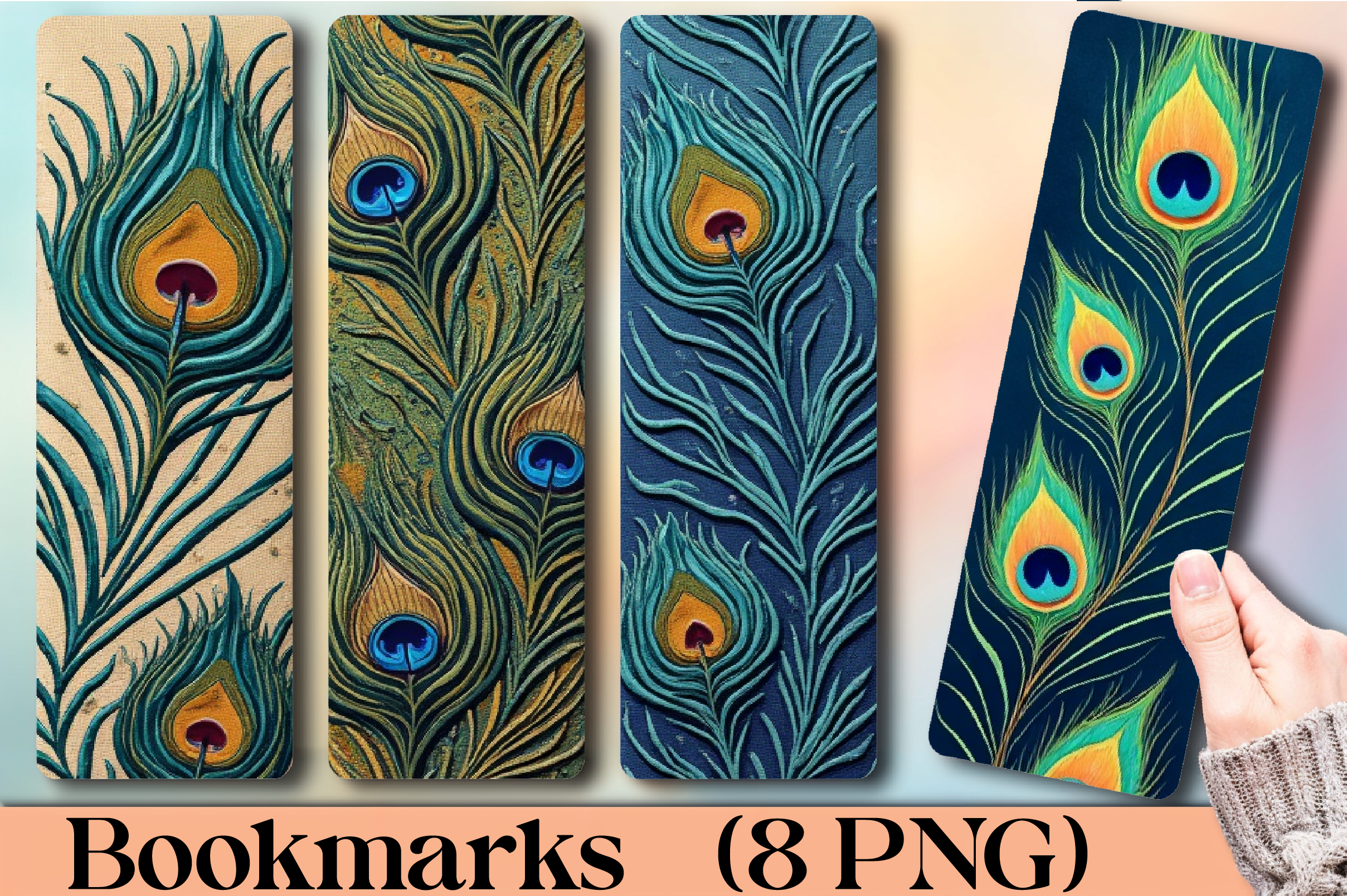 Radiant Peacock Plumage Bookmark Journal - CraftNest - Digital Crafting and Art