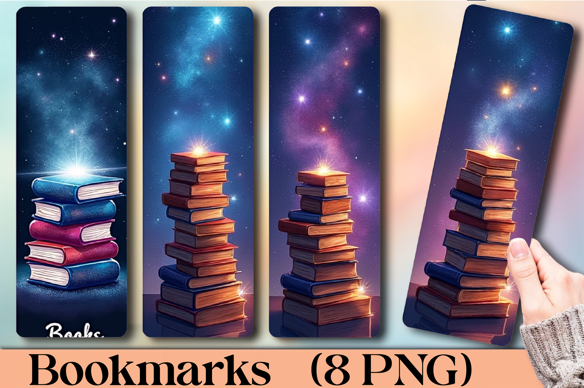 Galaxy Book Stack Bookmark Journal - CraftNest - Digital Crafting and Art
