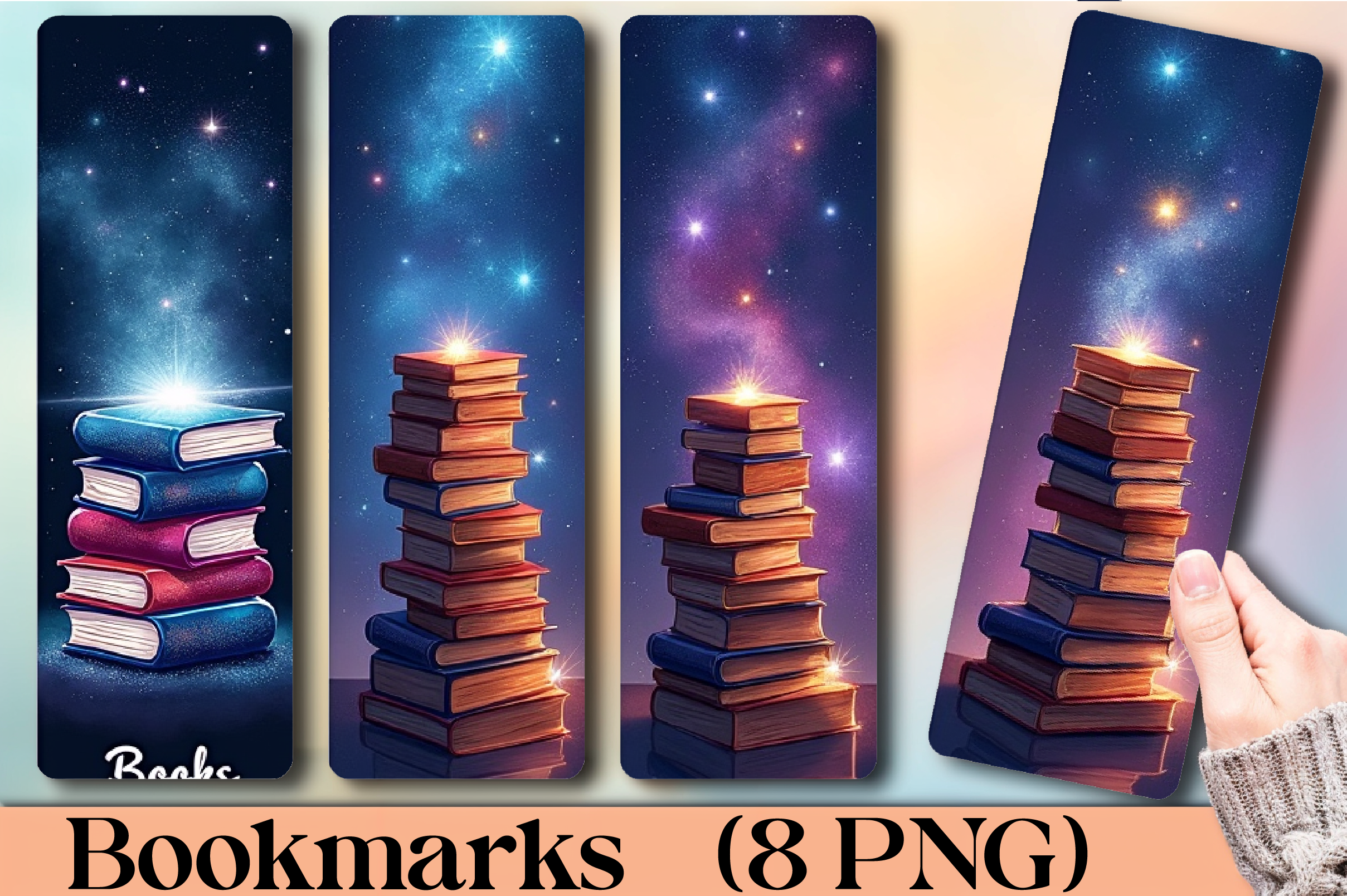 Galaxy Book Stack Bookmark Journal - CraftNest - Digital Crafting and Art