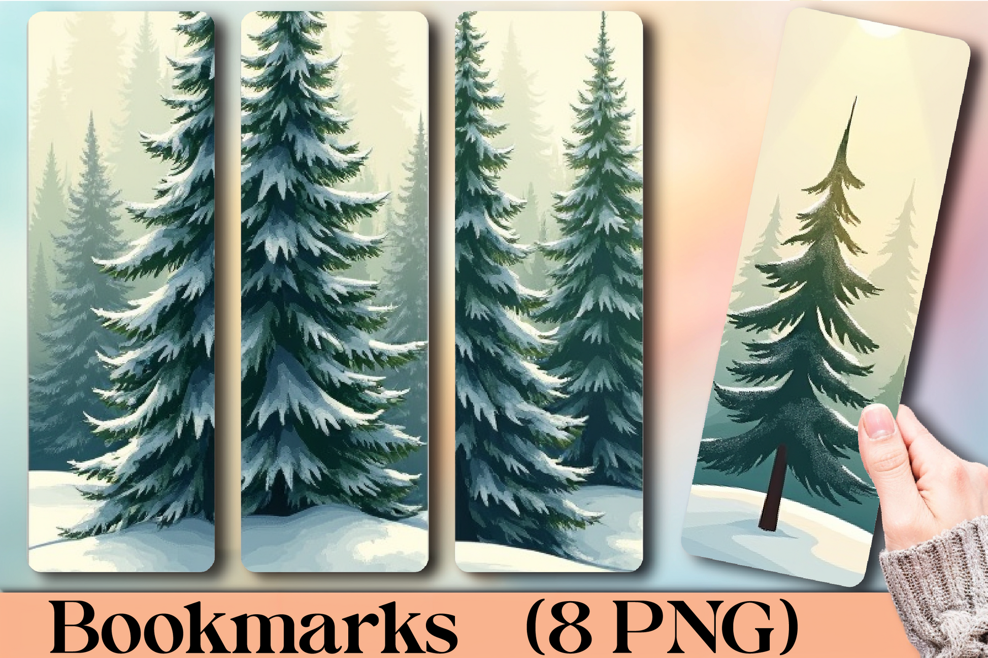 Frosted Evergreen Forest Bookmark - CraftNest - Digital Crafting and Art