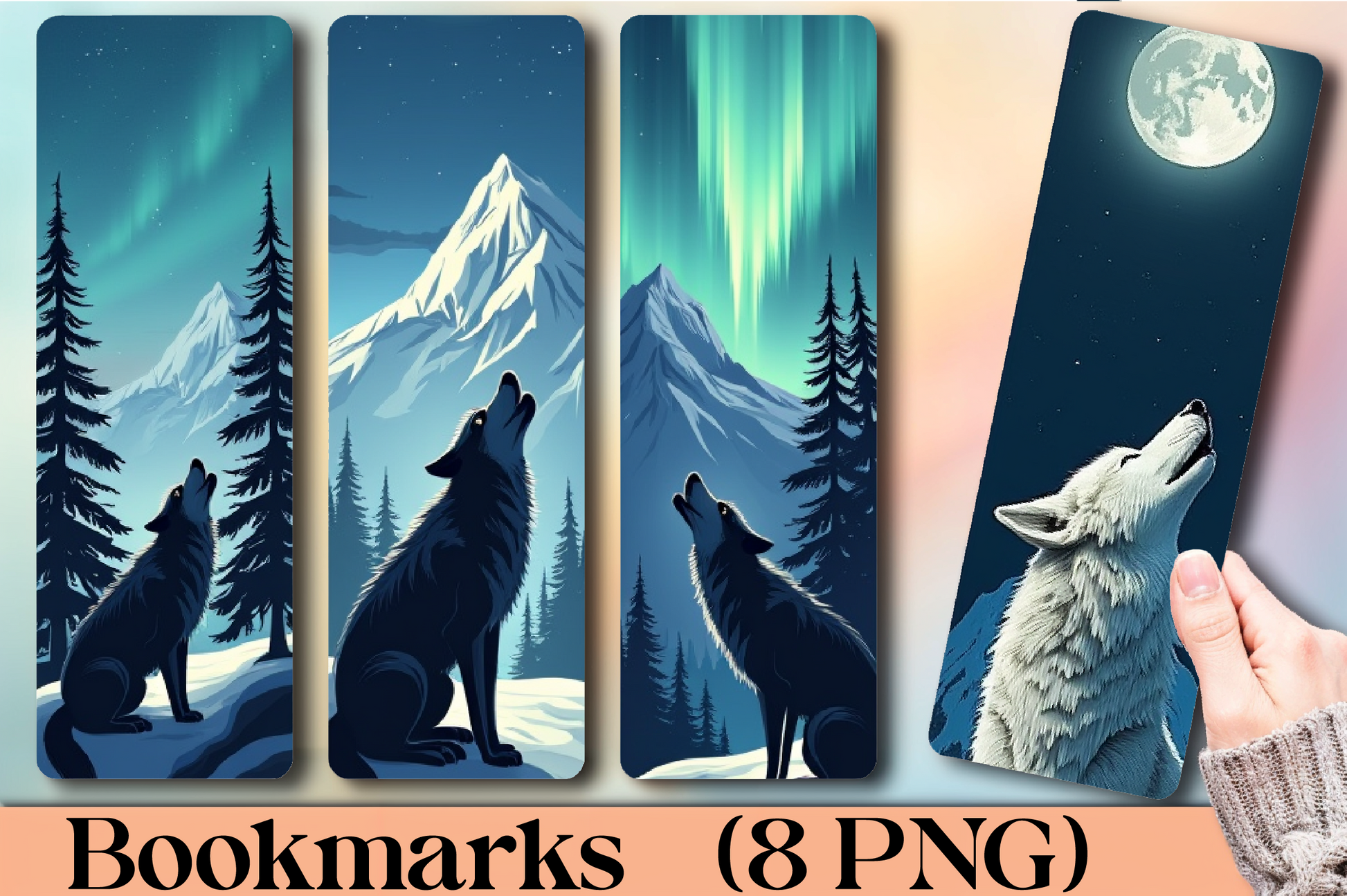Northern Wolf Howl Bookmark Journal - CraftNest - Digital Crafting and Art