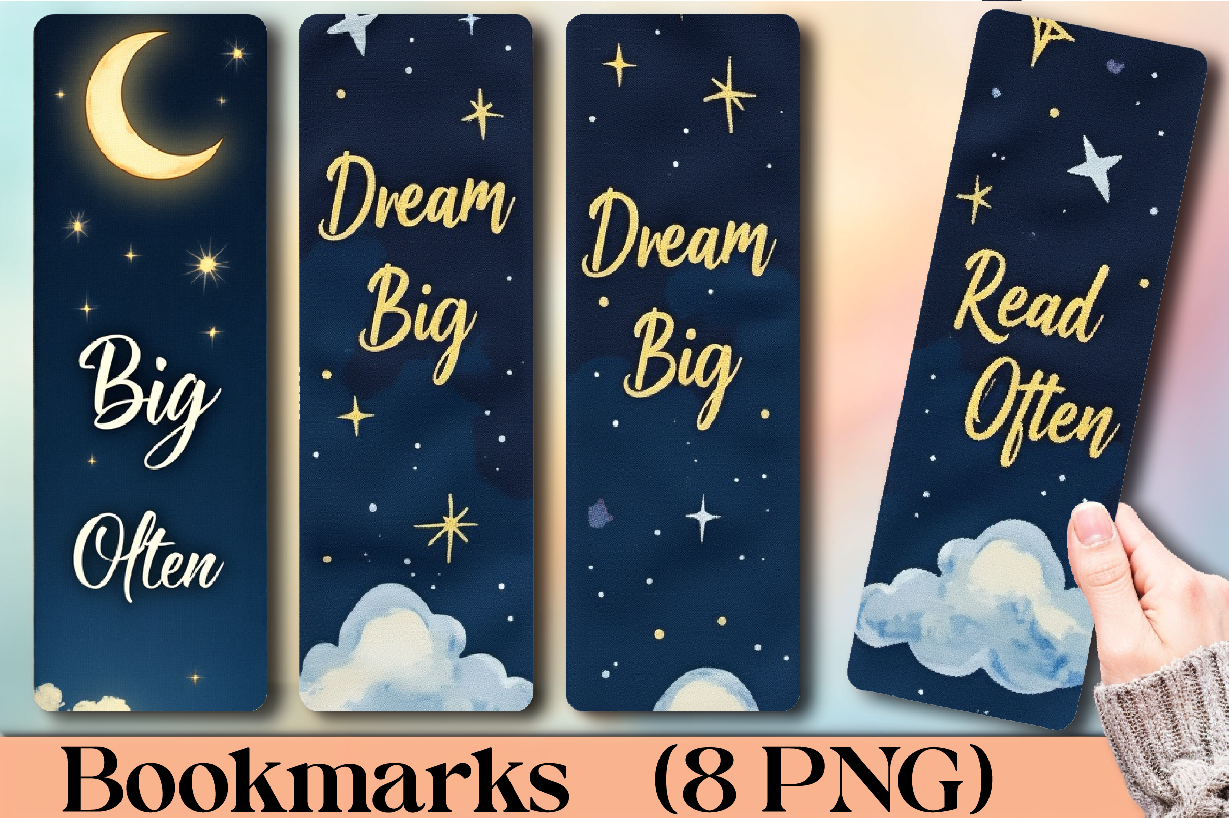 Celestial Moon & Stars Bookmark Journal - CraftNest - Digital Crafting and Art