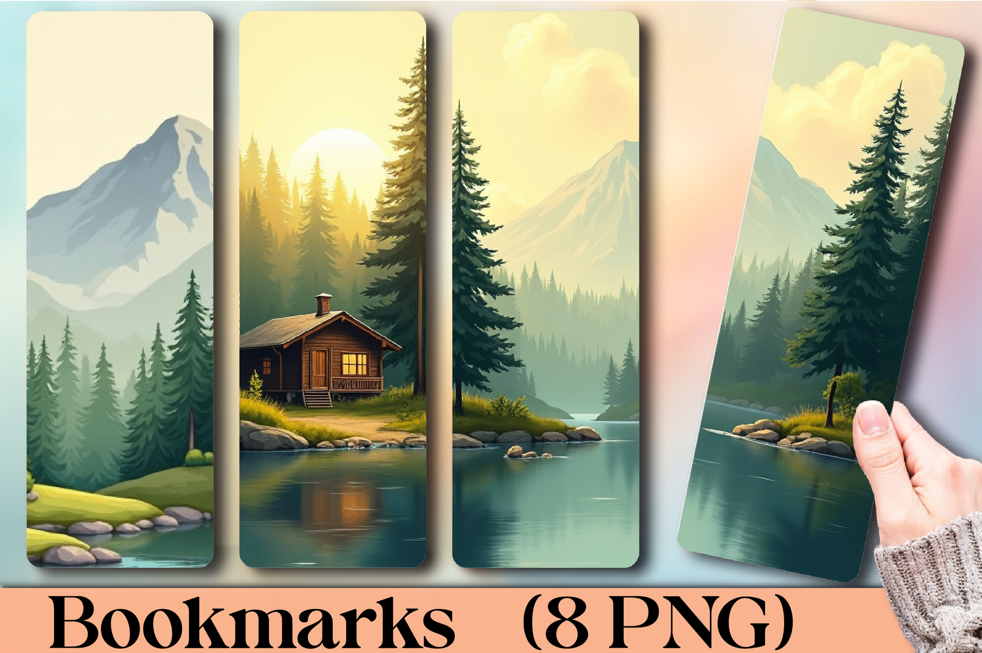Serene Mountain Retreat Bookmark Journal - CraftNest - Digital Crafting and Art
