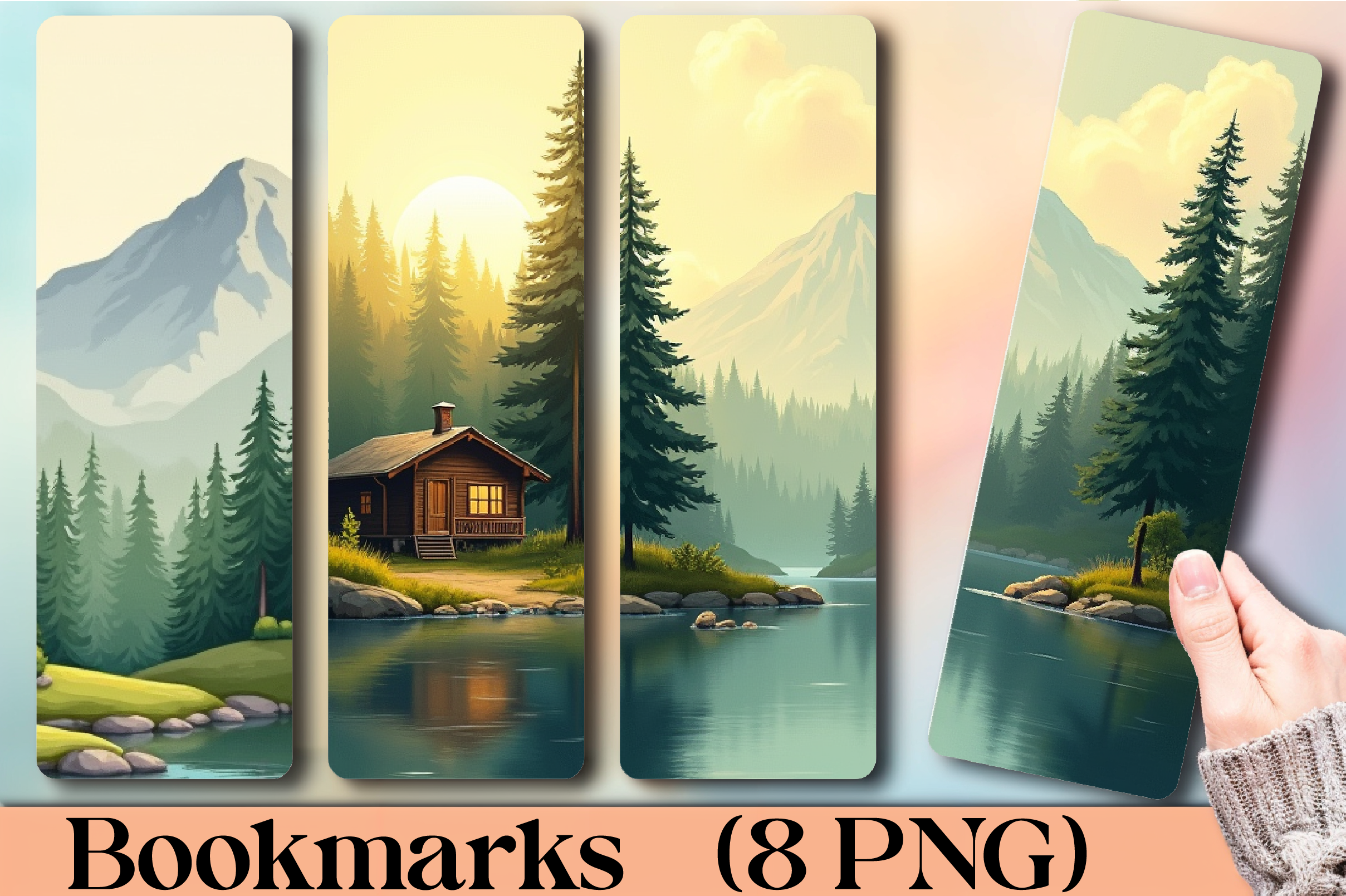 Serene Mountain Retreat Bookmark Journal - CraftNest - Digital Crafting and Art