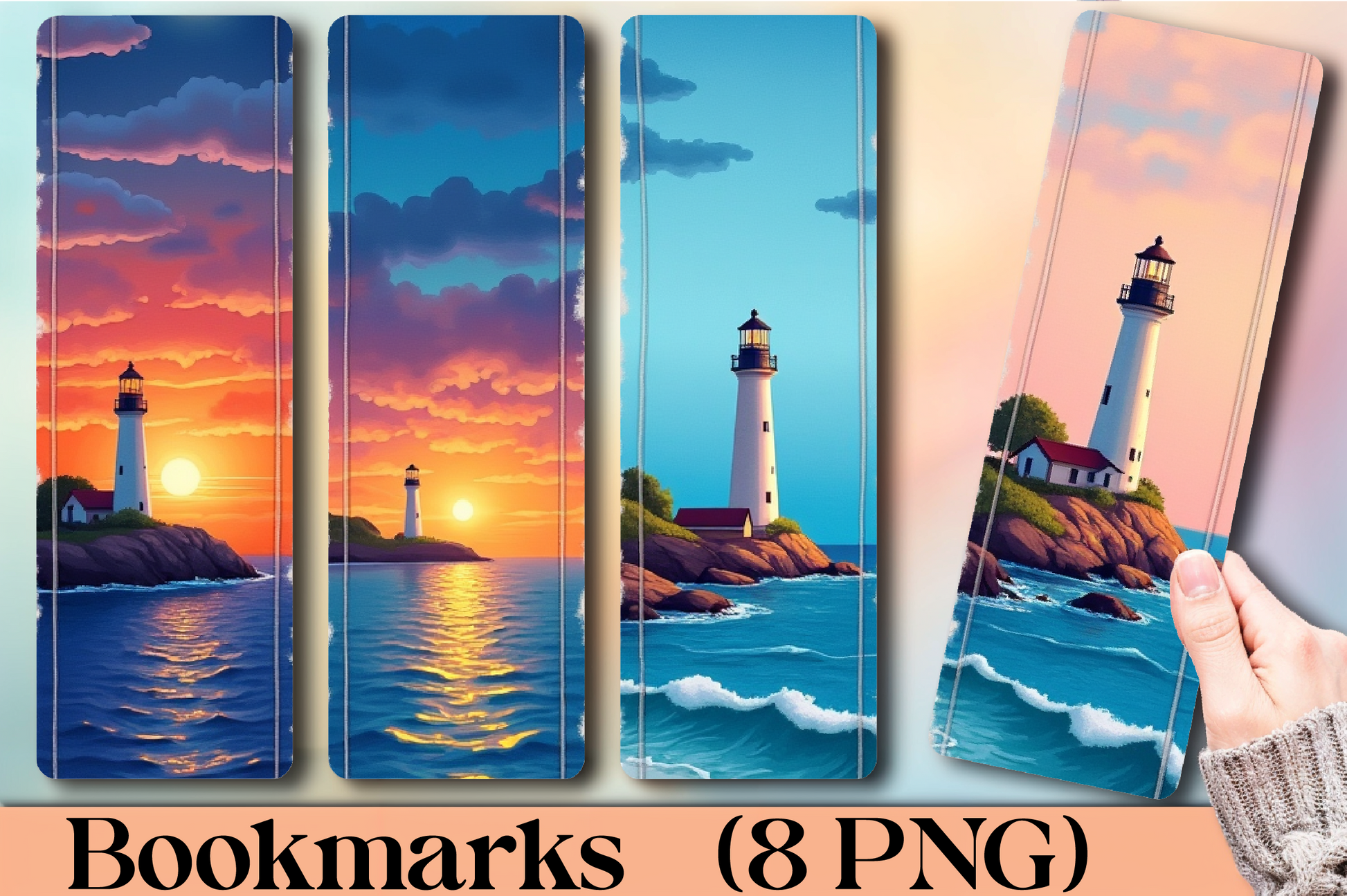 Nighttime Lighthouse Glow Bookmark - CraftNest - Digital Crafting and Art