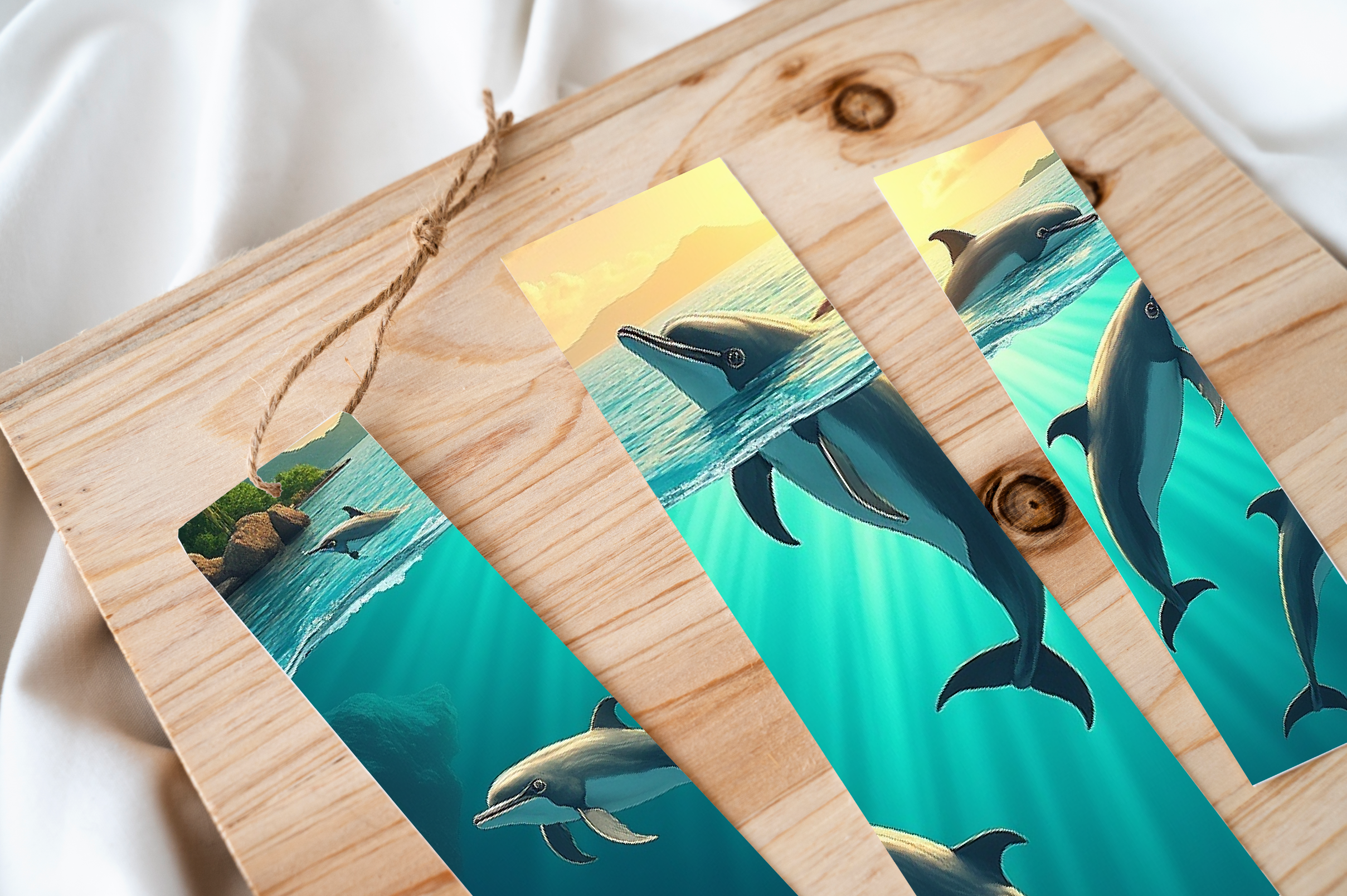 Tropical Lagoon Dolphins Bookmark Journal - CraftNest - Digital Crafting and Art