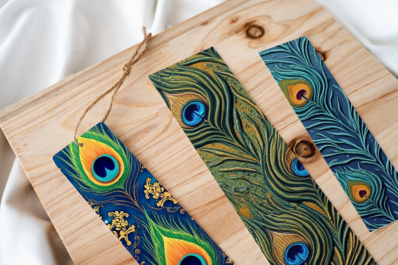 Radiant Peacock Plumage Bookmark Journal - CraftNest - Digital Crafting and Art