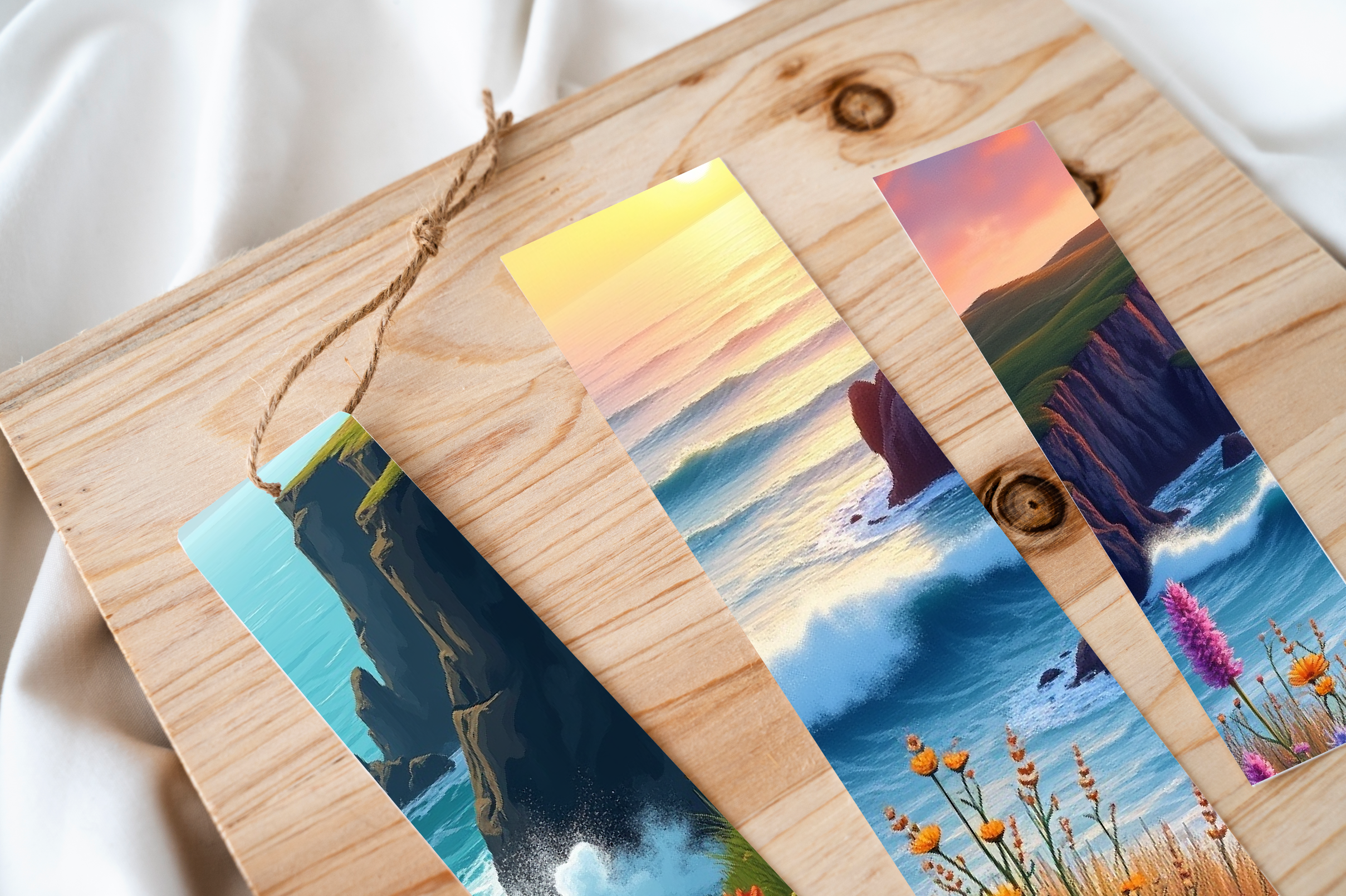 Abstract Gradient Waves Bookmark Set - CraftNest - Digital Crafting and Art