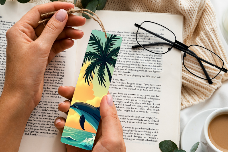Tropical Lagoon Dolphins Bookmark Journal - CraftNest - Digital Crafting and Art