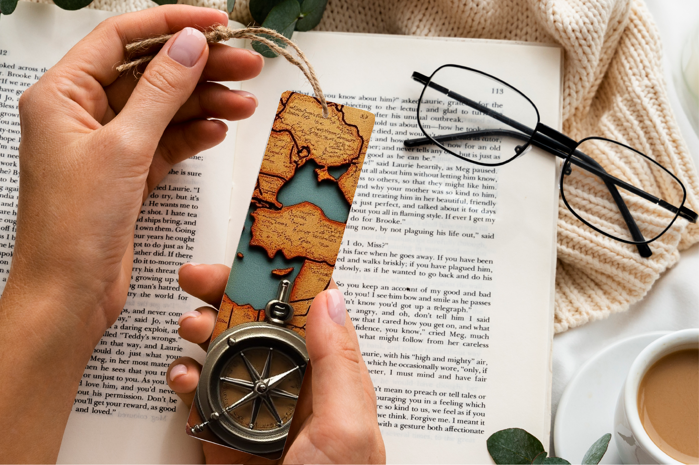 Vintage Compass Map Bookmark Journal - CraftNest - Digital Crafting and Art