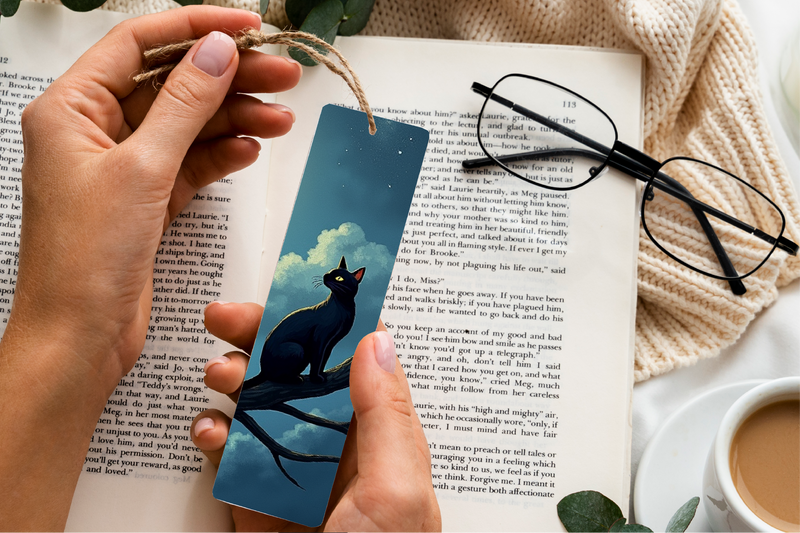 Midnight Cat Silhouette Bookmark - CraftNest - Digital Crafting and Art