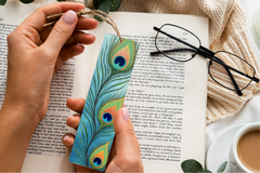 Radiant Peacock Plumage Bookmark Journal - CraftNest - Digital Crafting and Art