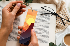 Fiery Sunset Mountains Bookmark - CraftNest - Digital Crafting and Art