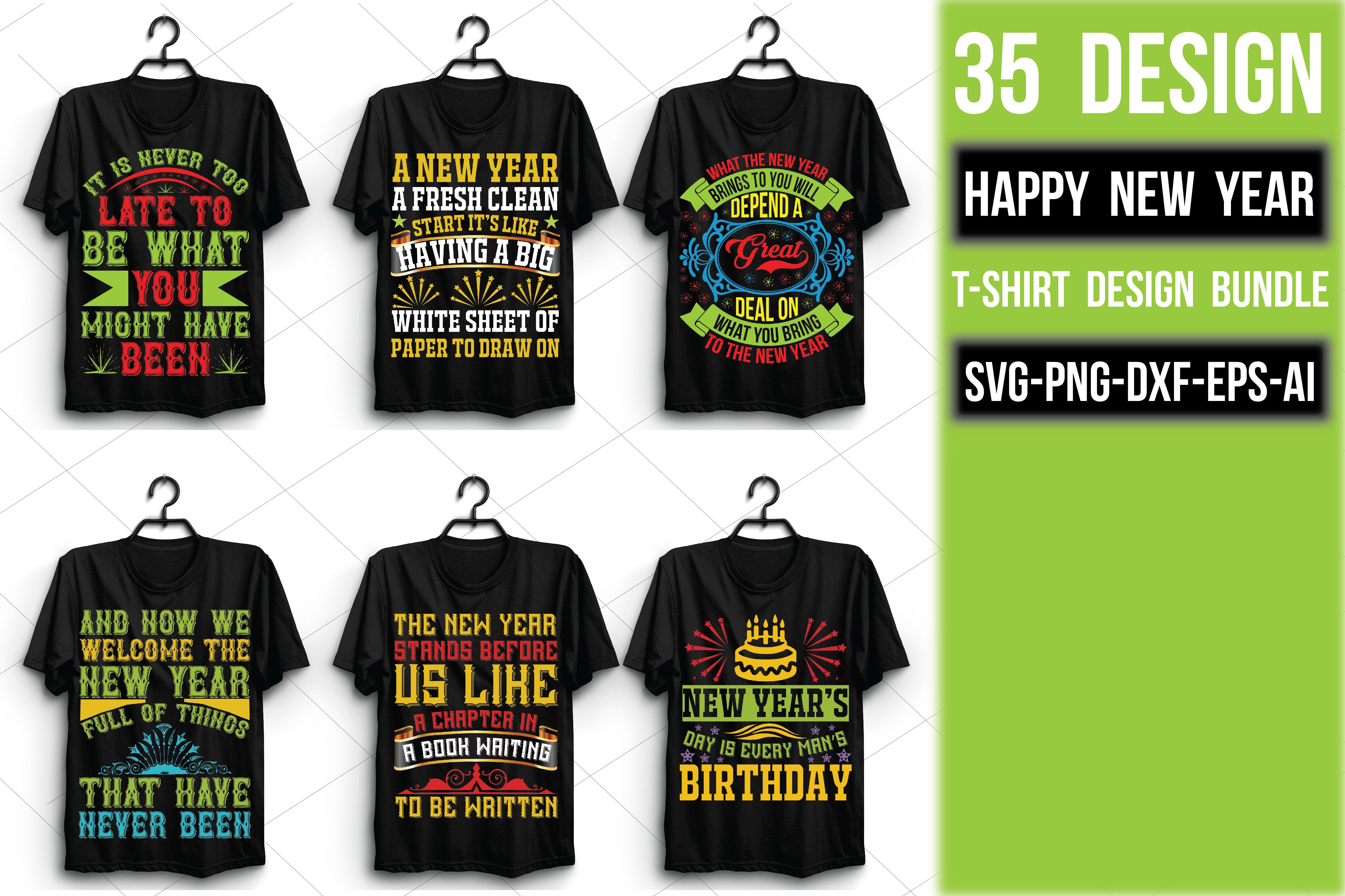 Happy New Year T Shirt Bundle - CraftNest - Digital Crafting and Art