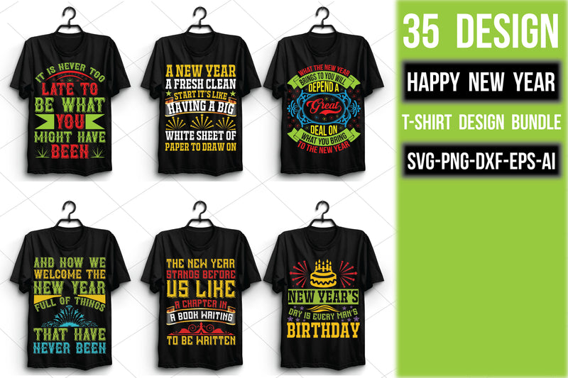 Happy New Year T Shirt Bundle - CraftNest - Digital Crafting and Art
