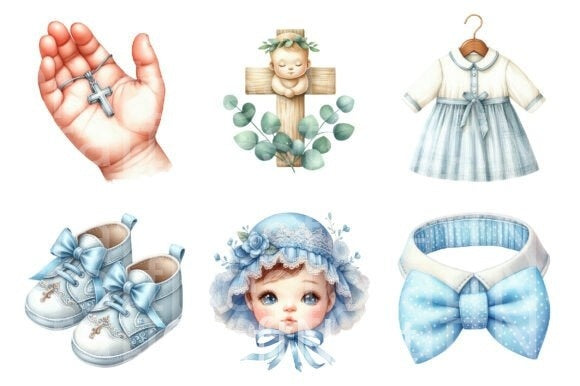 Baby Boy Baptism Clipart Bundle - CraftNest - Digital Crafting and Art