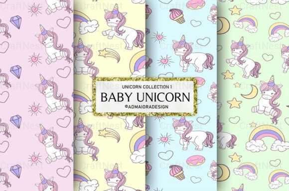 Baby Unicorn Seamless Pattern - CraftNest - Digital Crafting and Art