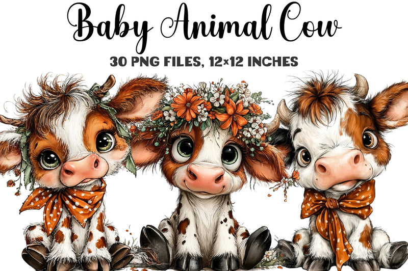 Baby Cow Clipart Bundle - CraftNest - Digital Crafting and Art