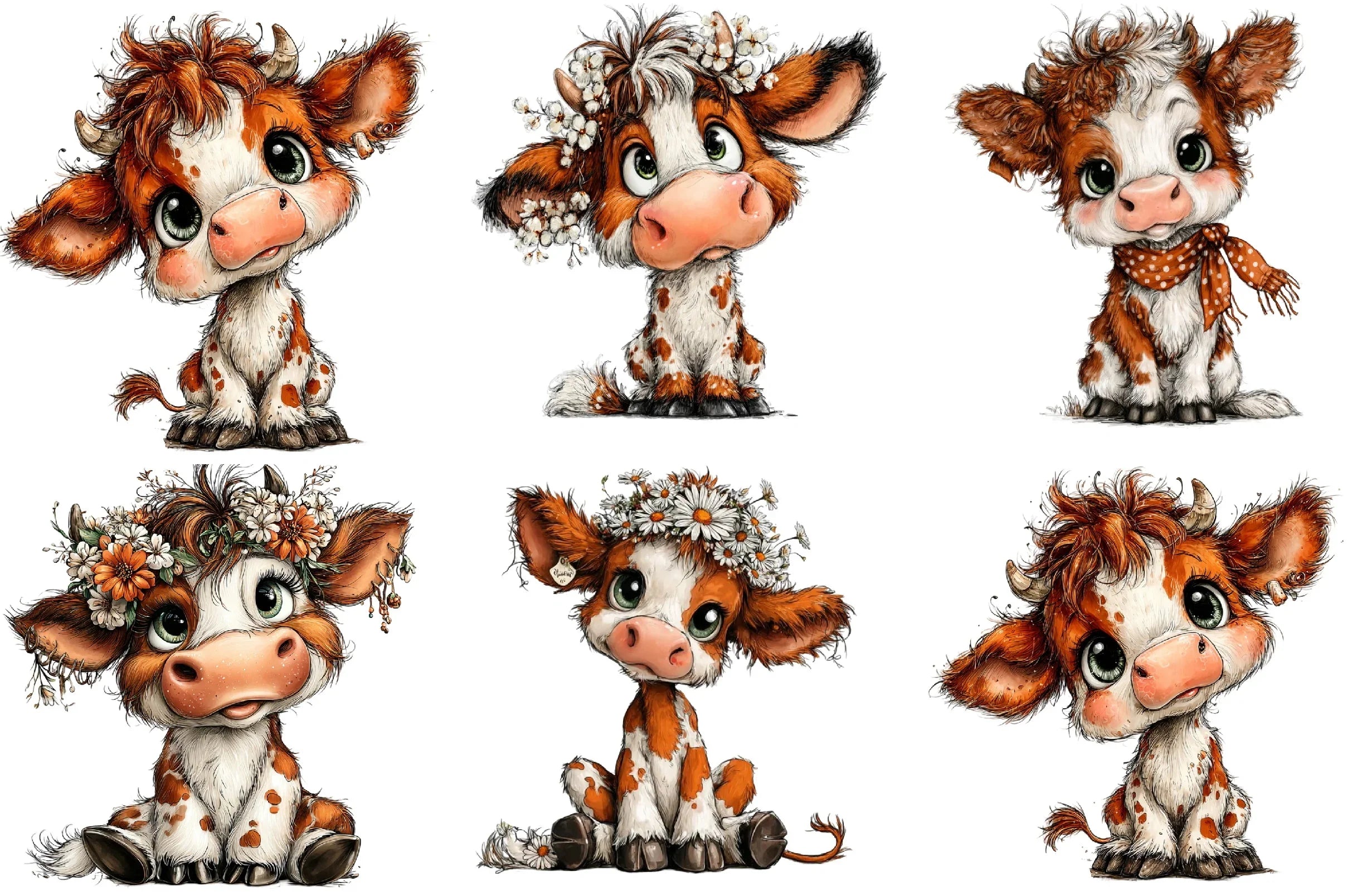 Baby Cow Clipart Bundle - CraftNest - Digital Crafting and Art