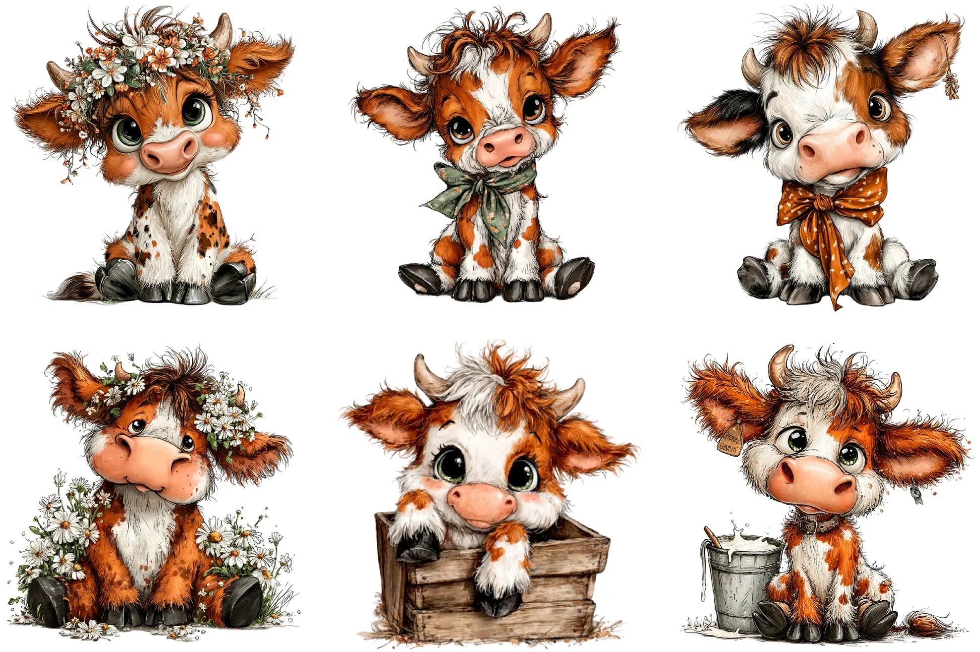 Baby Cow Clipart Bundle - CraftNest - Digital Crafting and Art