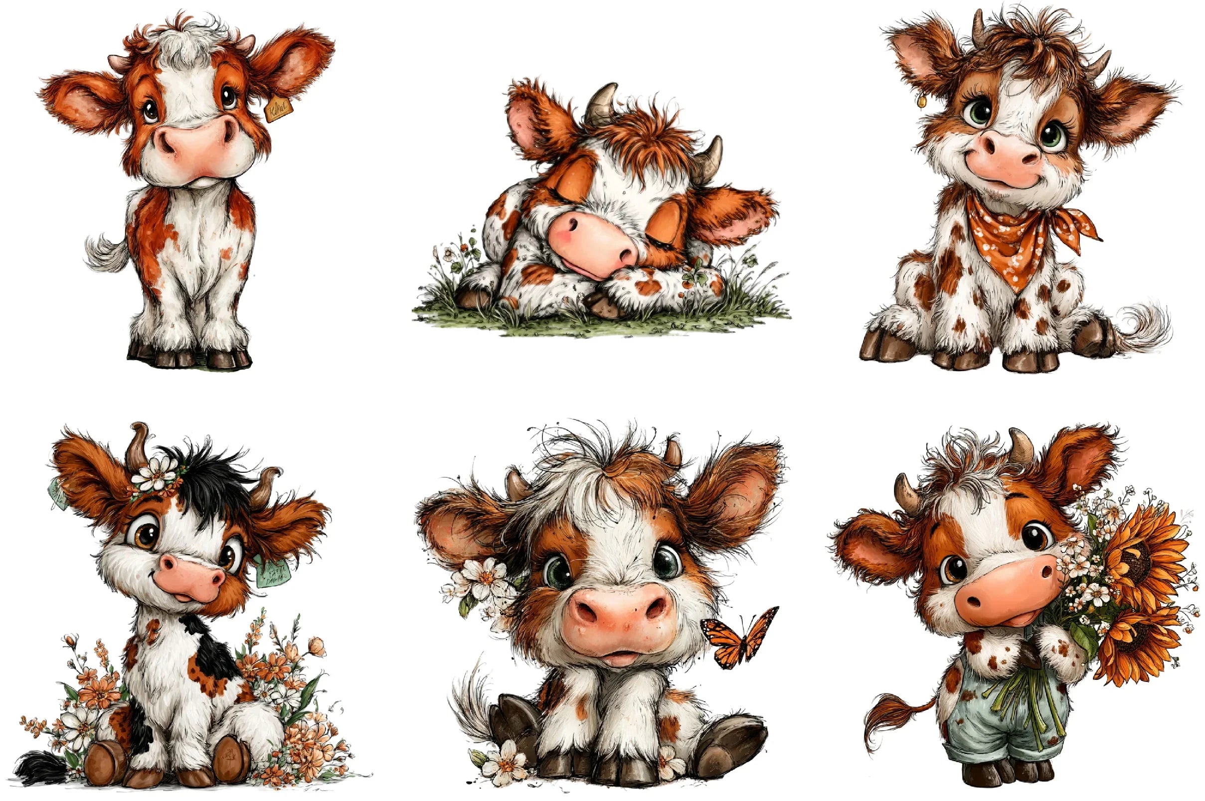 Baby Cow Clipart Bundle - CraftNest - Digital Crafting and Art