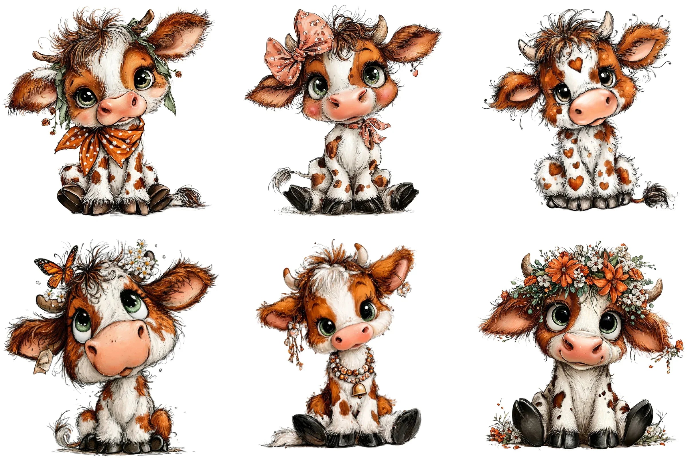 Baby Cow Clipart Bundle - CraftNest - Digital Crafting and Art