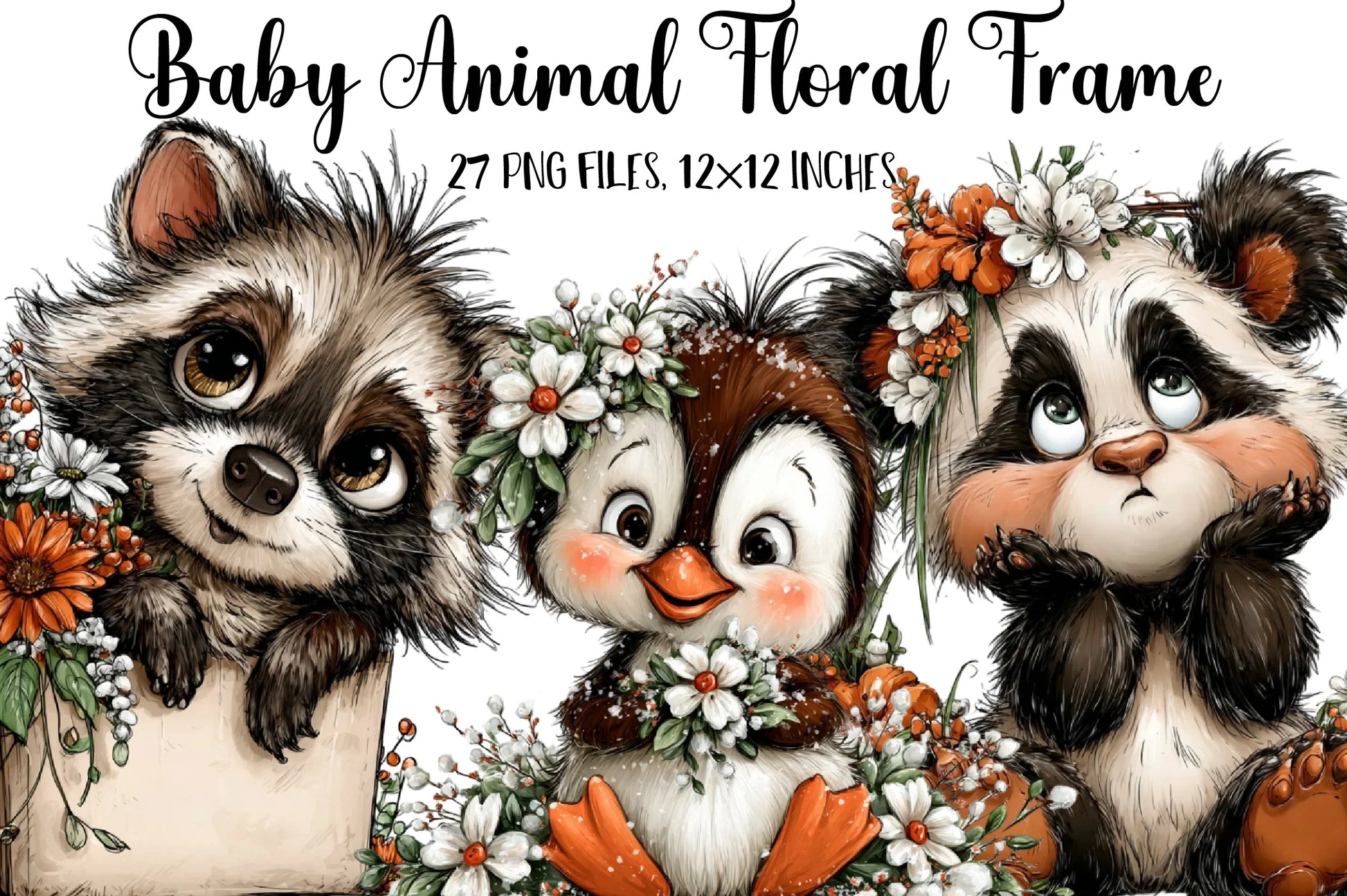 Baby Animal Floral Frame Clipart Bundle - CraftNest - Digital Crafting and Art