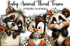 Baby Animal Floral Frame Clipart Bundle - CraftNest - Digital Crafting and Art