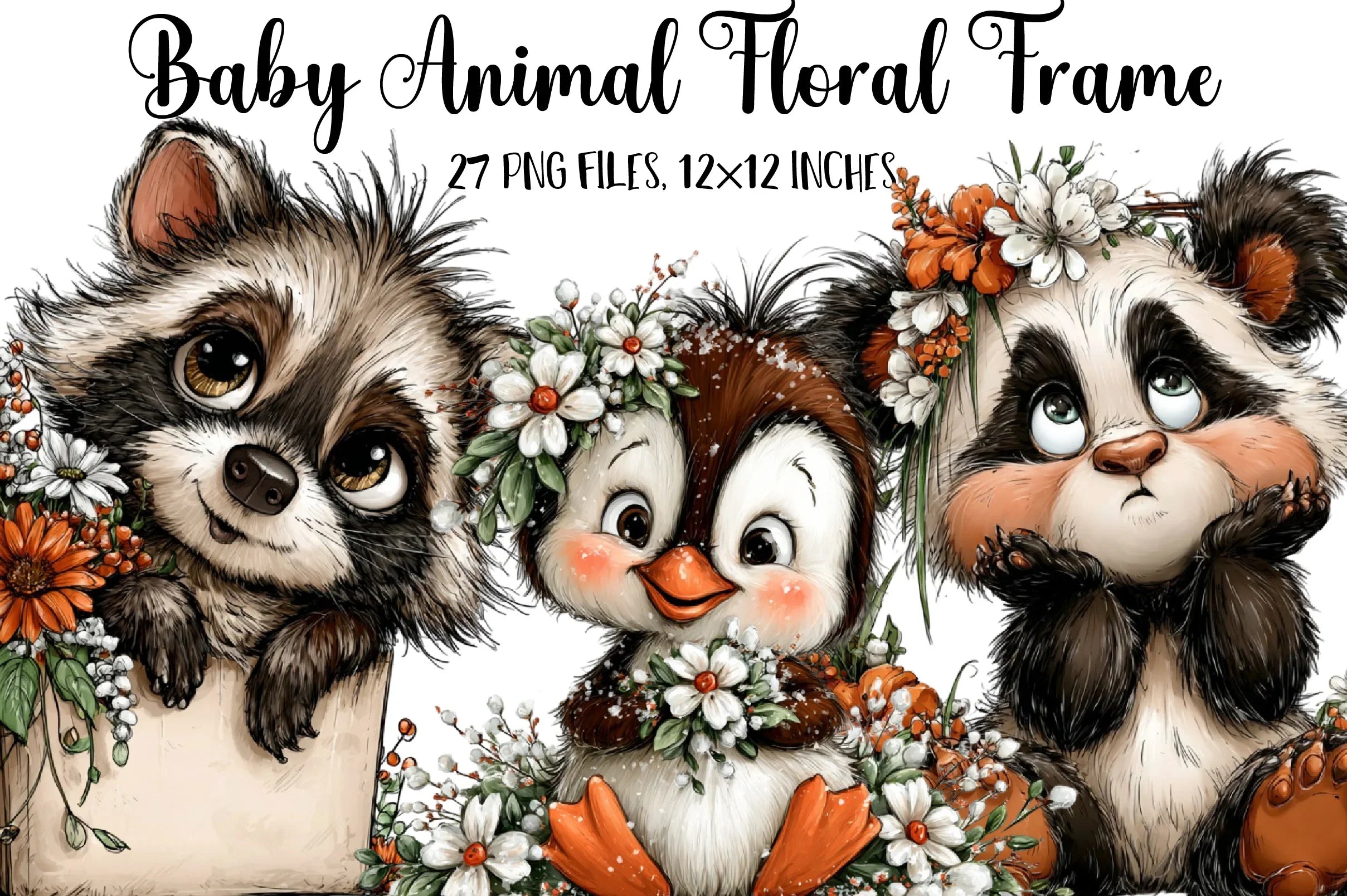 Baby Animal Floral Frame Clipart Bundle - CraftNest - Digital Crafting and Art