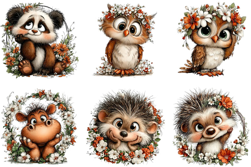 Baby Animal Floral Frame Clipart Bundle - CraftNest - Digital Crafting and Art