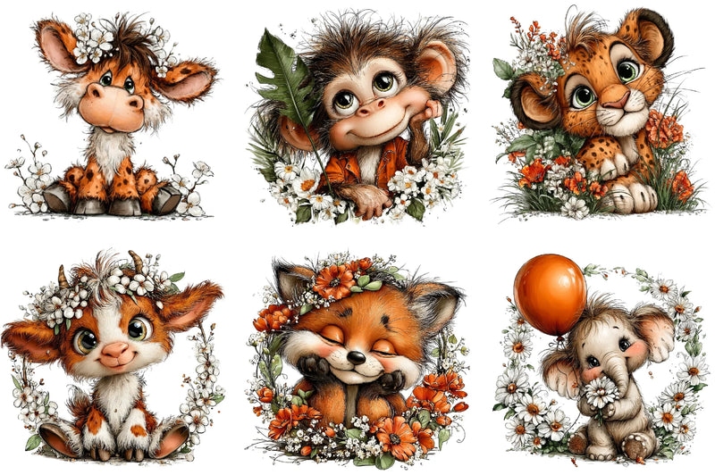 Baby Animal Floral Frame Clipart Bundle - CraftNest - Digital Crafting and Art