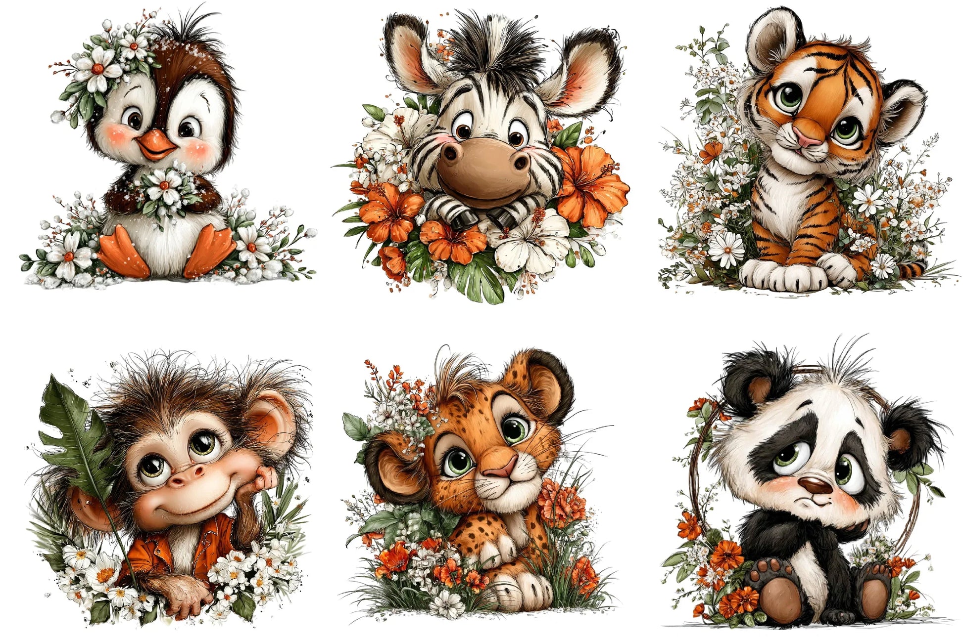 Baby Animal Floral Frame Clipart Bundle - CraftNest - Digital Crafting and Art