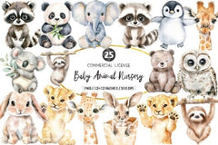 Baby Animal Nursery Clipart Bundle - CraftNest - Digital Crafting and Art